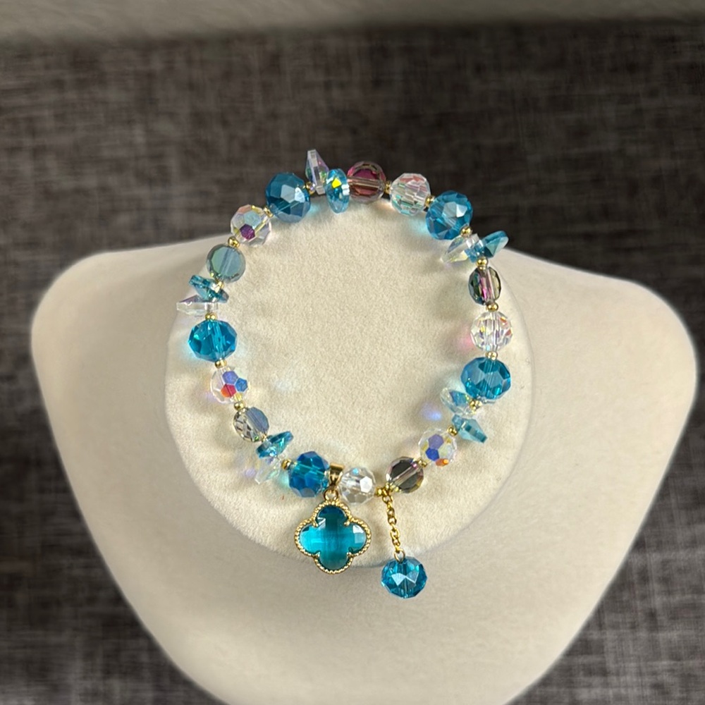 Blue and Gold To e Crystal Bracelet with Charm